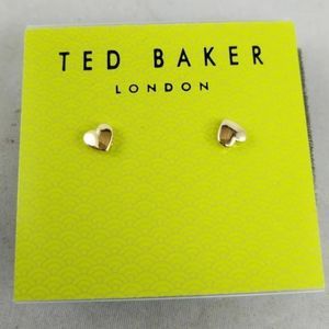 NWT TED BAKER LONDON CHUNKY LITTLE GOLD HEART EARRINGS